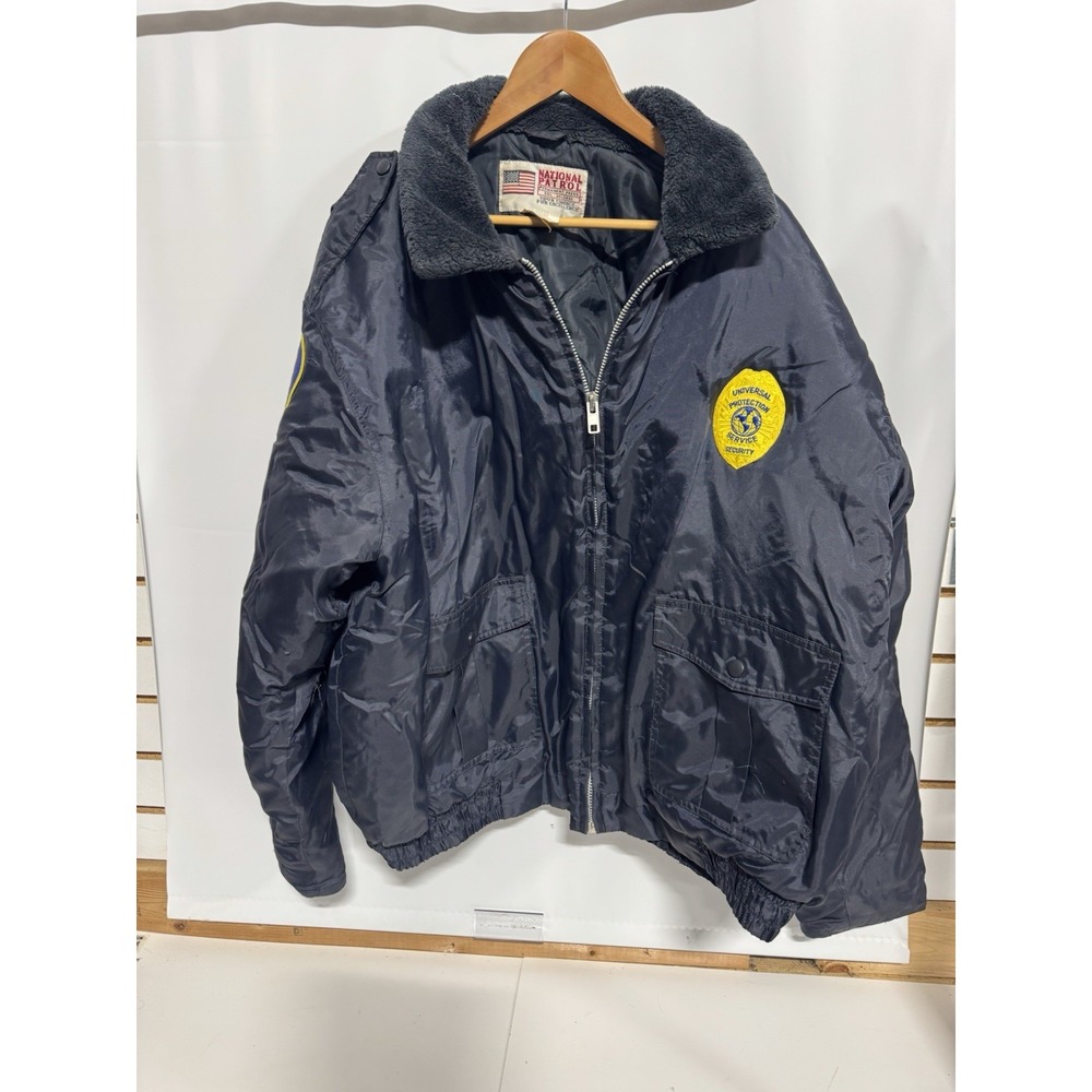 Vtg Bomber Jacket National Patrol Security Full Zip y2k Insulated Black 2XL